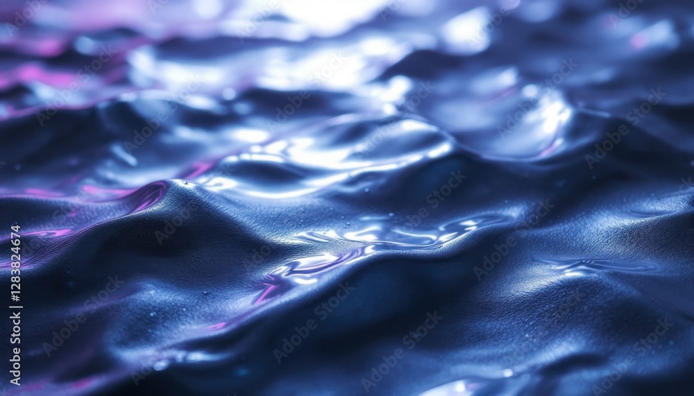 Poster close-up view of abstract glossy surface with vibrant highlights and shadow patterns