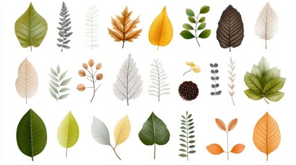 Diverse Collection of Leaf Shapes and Colors for Creative Projects