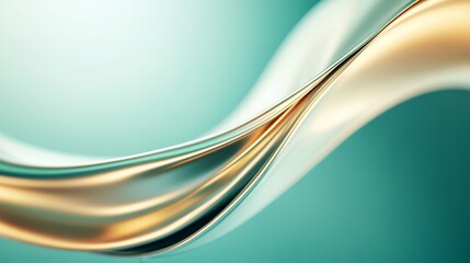 Obraz premium Abstract Teal and Gold Fluid Swirls: A Serene Visual Masterpiece