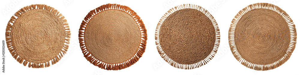 Poster handwoven rattan baskets with intricate textured patterns on a plain studio background these natural