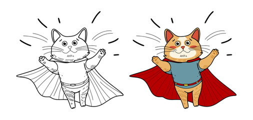 Super Cat. Cartoon character. Vector.