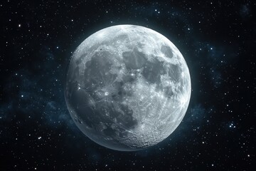 Obraz premium Majestic Moon in Starry Night Sky Celestial Body Space Exploration
