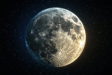 Obraz premium Moon in space starry night celestial body craters surface texture