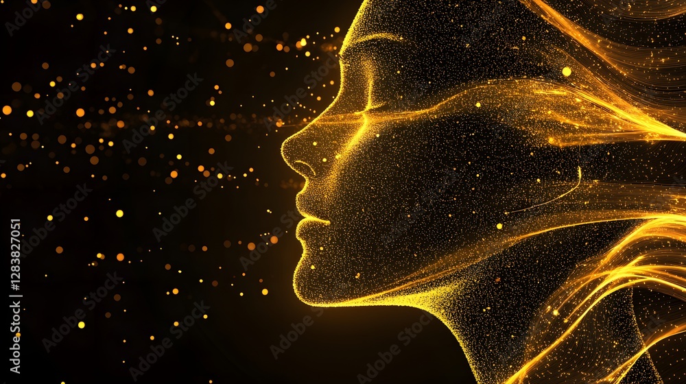 Poster abstract digital human face representing artificial intelligence and futuristic technology