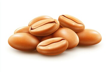 Freshly Roasted Coffee Beans Piled on a Bright White Background