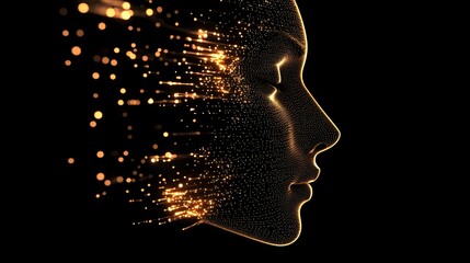 Abstract digital human face representing artificial intelligence and futuristic innovation