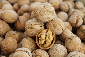 walnuts on wooden background