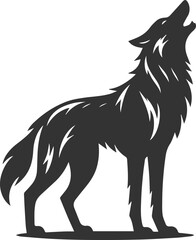 A wolf standing on its hind legs and howling vector animal silhouette
