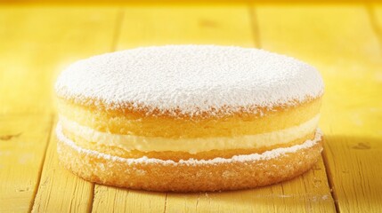Fototapeta premium Lemon Cake with Vanilla Cream Filling: A Delectable Treat