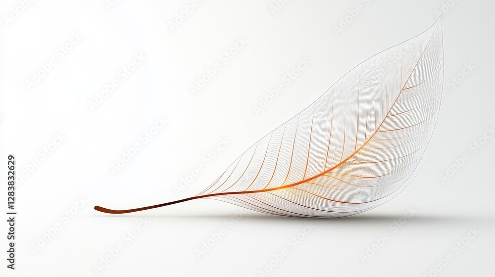 Aufkleber delicate leaf design with fine lines and soft colors on white background