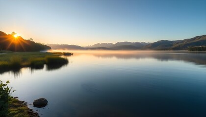 Fototapeta premium 湖畔の朝