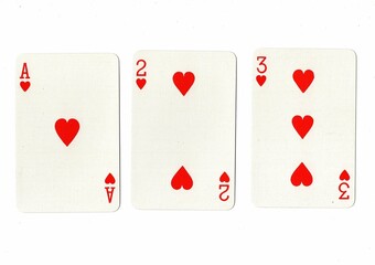 A run of three playing cards on a white background.