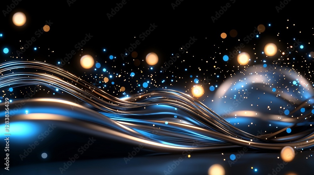 Aufkleber dynamic flow of colorful light particles abstract visuals digital art studio environment close-up sh