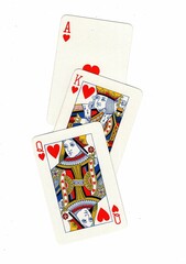 A run of three playing cards on a white background.