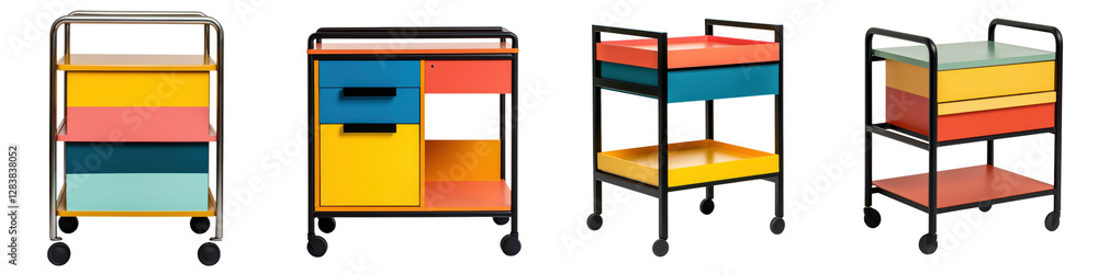 Poster vibrant and functional mobile shelving systems with modular drawers and compartments for versatile s