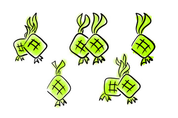 Illustration of ketupat, a traditional woven rice cake commonly served during Eid celebrations in Indonesia and Malaysia. A symbol of togetherness and gratitude.