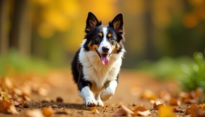 Happy border collie with dry food, playful movement , dry food, adorable