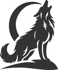 A wolf howling after catching prey vector animal silhouette