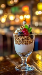 A Delectable Yogurt Parfait with Granola and Fresh Fruits