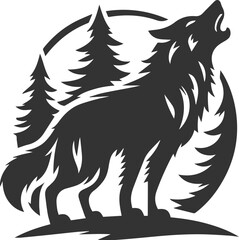 A wolf howling after catching prey vector animal silhouette