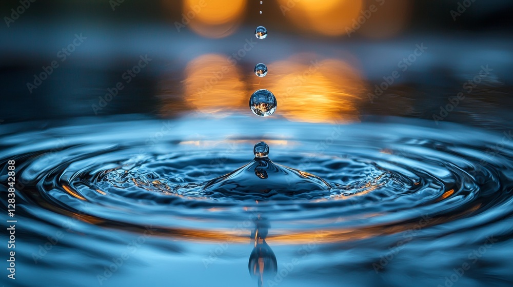 Aufkleber water droplet action creating ripples natural setting macro photography calm environment close view 