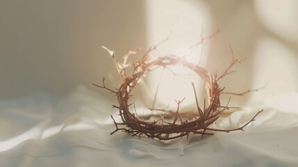 Fototapeta premium Crown of thorns Jesus christian photo, blank space