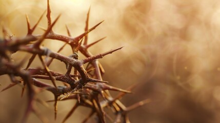 Crown of thorns Jesus christian photo, blank space
