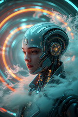 Fototapeta premium Futuristic AI Cyber Security Vision