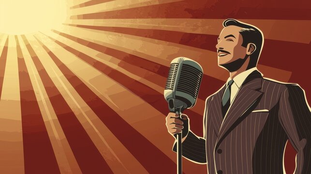 Vintage Performer Under Radiant Spotlight
