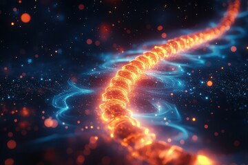 Glowing Spiral Energy Stream in Dark Space Abstract Art