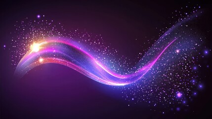 Glowing purple and pink wave with sparkles on dark background.