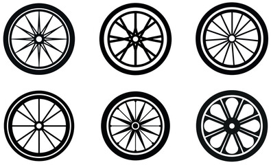 Fototapeta premium Black and White Wheel Illustrations Collection