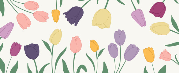 lovely flowers, tulips. background for March 8, birthday, spring, March, April, May. vector graphics.