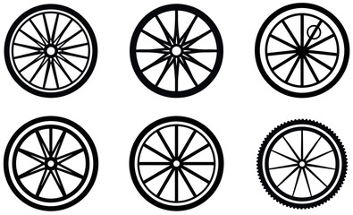 Fototapeta premium Black and White Wheel Illustrations Collection