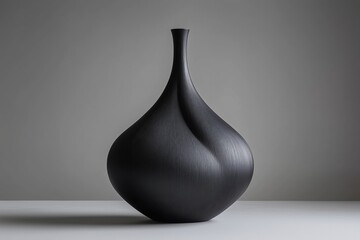 Sleek Black Ceramic Vase: Modern Home Decor, Minimalist Sculpture, Elegant Abstract Art