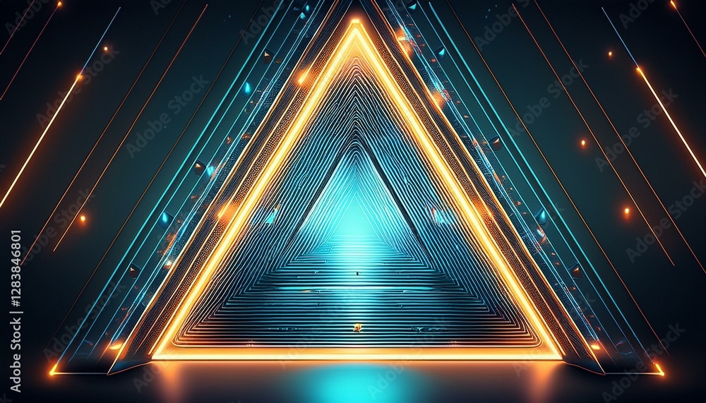 Aufkleber cool triangular shaped futuristic sci-fi techno lights. generated image