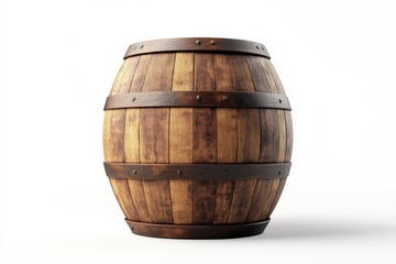 Rustic Wooden Barrel: Vintage Wine Cask, Aged Oak Texture, Retro Drink Container