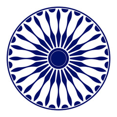 Wheel icon isolated over white background.Wheel with spokes vector icon.Modern ashok chakra graphic element icon isolated over white background.Chakra wheel with twenty four spokes.