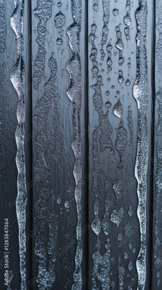 Poster water droplets cascading down a dark surface creating a mesmerizing pattern, showcasing the beauty o
