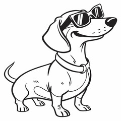 Fototapeta premium Trendy Sausage Dog Clipart – Black and White Hipster Dachshund
