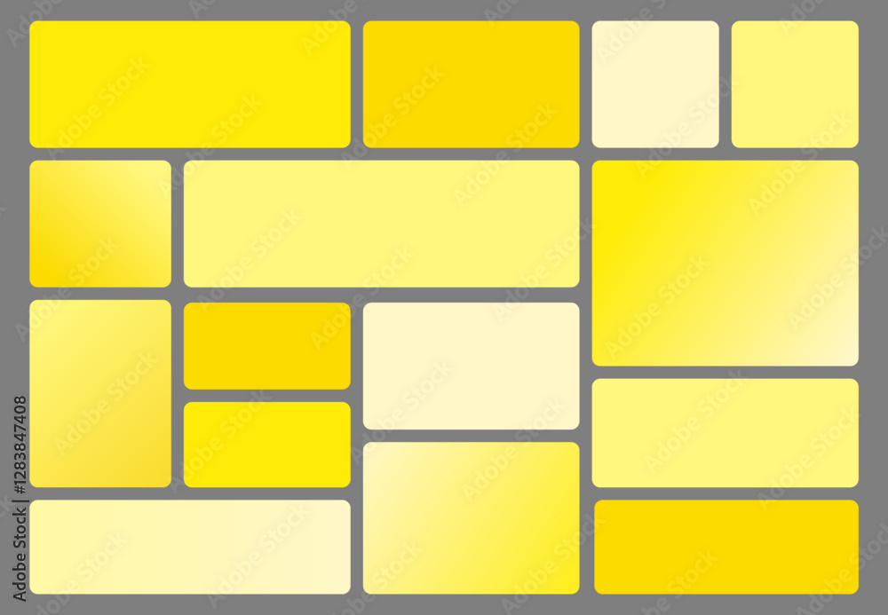 Wall mural trendy bento grid layout style brick ui ux templates. yellow gradient. web comic grids, rounded corn