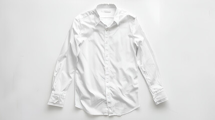 A classic white dress shirt with long sleeves, buttoned up, and a crisp collar, isolated on white background,Amazing White Poplin Shirt Isolated on White Background