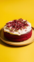 A Visual Delight: Exquisite Red Velvet Cake with Creamy Frosting