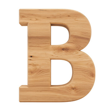 Wooden textured capital letter B on a black background showcasing wood grain