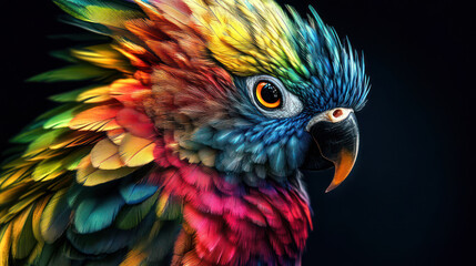 Vibrant Parrot Close-Up – A Burst of Feathers and Colors