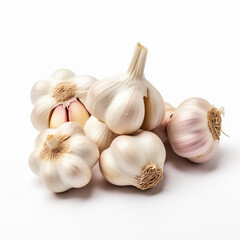 Pristine Garlic on a White Background
