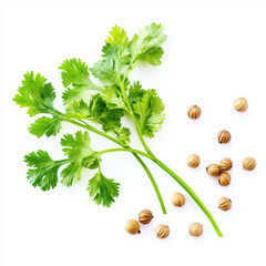 Coriander Seeds in Ultra HD on a White Background