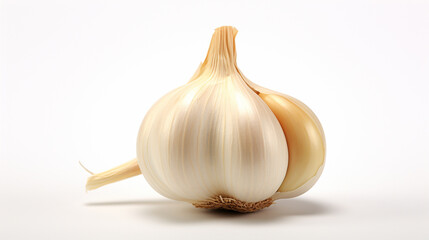 Pristine Garlic on a White Background
