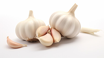 Pristine Garlic on a White Background
