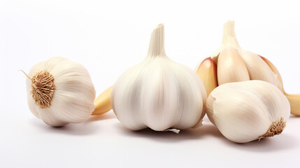 Pristine Garlic on a White Background